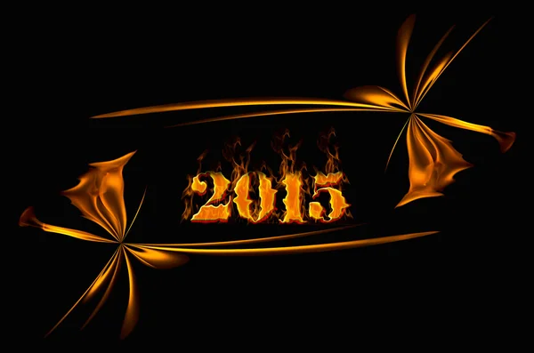 Rama jest wykonana ogień wzory figur 2015 — Zdjęcie stockowe