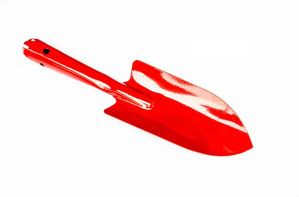 Garden trowel, red color on white background — Stock Photo, Image