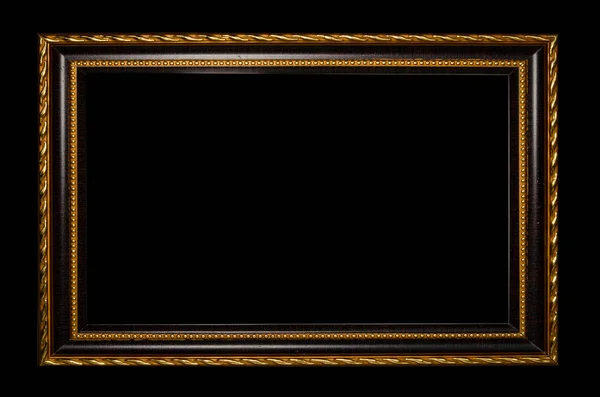 Wooden frame for painting or picture on black background — Stock Photo, Image