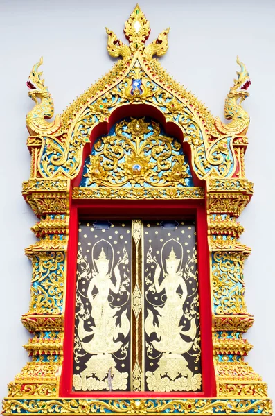Kościół okno w Tajlandii świątyni — Zdjęcie stockowe