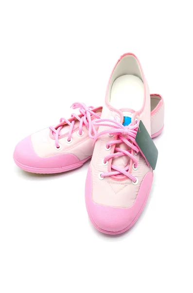 New woman pink sneaker with tag — Stock Photo, Image