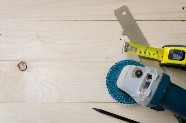 Assortment of tools on wood — Stock Photo, Image