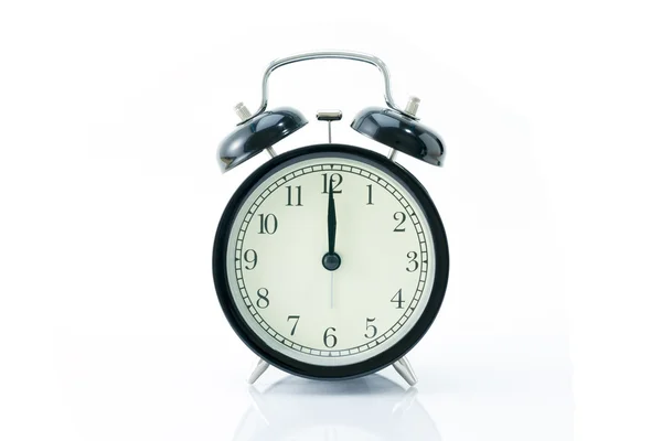 Black alarm clock isolated on white — Stock Photo, Image