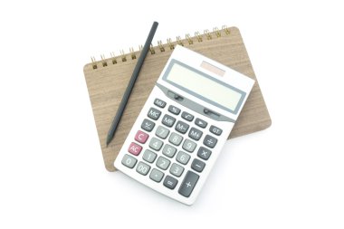 Not defteri ve kalem ile hesap makinesi