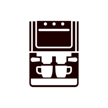 Kahve makinesi kabartma simgesi, kahve ve alet