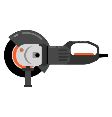 Elektrikli zımpara ikonu. Ağ için elektrikli zımpara makinesi vektör simgesinin düz çizimi. Kesme, temizleme, metal öğütme işlemini gerçekleştirmenin mümkün olduğu bir ev sınıfının evrensel yüksek performans aracı.