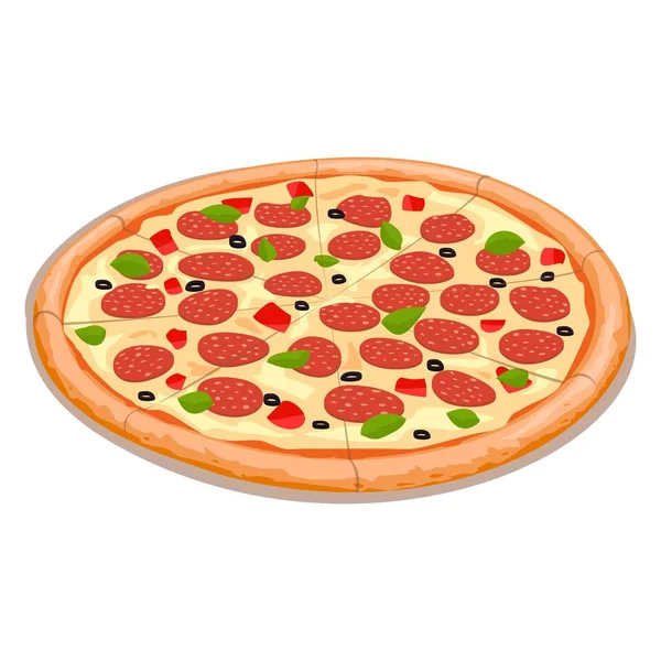 Een vector illustratie van een gekookte Kaas Pizza Stockvector
