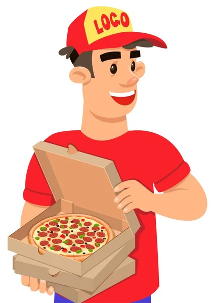 Pizza παράδοση τύπος Cartoon pop τέχνη διάνυσμα εικονογράφηση — Διανυσματικό Αρχείο