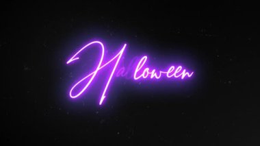 Parlayan neon rengi Cadılar Bayramı işareti. Çizilmiş film efekti