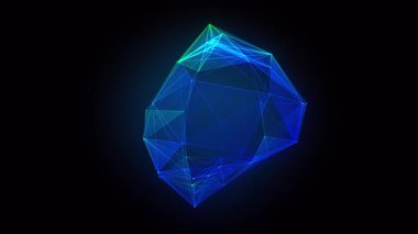 Soyut mavi Plexus yapısı 3 boyutlu animasyon oluşturur. Veri görselleştirmenin dijital ve bilimsel yolları. Sanal gerçeklik. Hologram yükleniyor. Uzay gemisi komuta merkezi gelecekteki arayüzü. Kusursuz döngü