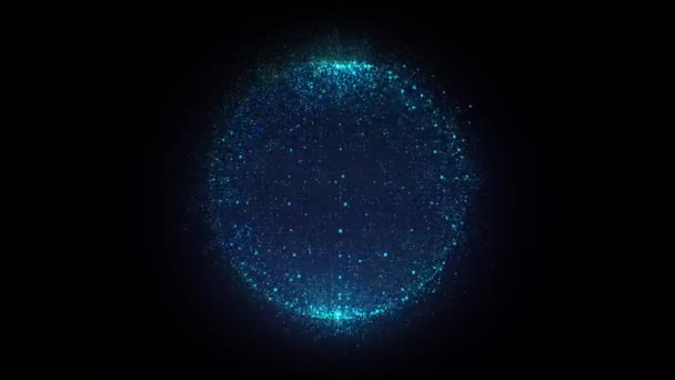 Abstraktní modrá koule 3D animace. Umělá inteligence. Digitální a vědecké způsoby, jak vizualizovat data. Virtuální realita. Nabíjím hologram. Tančící částice. Bezešvé smyčky — Stock video