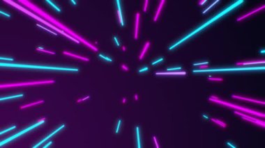 Uzay Uçuşu. Soyut, pürüzsüz arka plan mavi çizgiler kameraya doğru uçuyor. Döngülü canlandırma