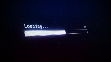 İlerleme çubuğu indiriliyor. Ekran pixelated ilerleme animasyonu indiriliyor. Durum çubuğu, siyah arkaplanda 0 'dan 100' e aktarılıyor. Yüzde göstergesi. LCD ekranı