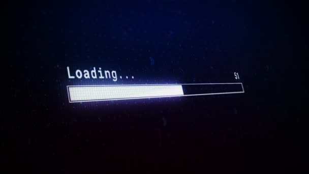 Načítání průběhu stahování panelů obrazovky pixelované animace průběhu. Stavový řádek, probíhá zpracování z 0 na 100 přenosů na černém pozadí. Ukazatel procenta. LCD obrazovka — Stock video