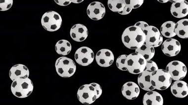 Futbol topları alfada geçiş yapıyor. Düşen toplar ekran kompozitini doldurur