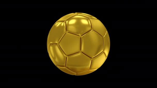 Pallone da calcio dorato 3D rotante. Isolato canale alfa senza soluzione di continuità loop animazione — Video Stock