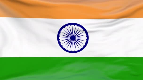 Bendera India melambai terus menerus dalam angin. Bendera nasional India latar belakang permukaan kain. Rekaman animasi 3D loop tanpa bayangan. Berita yang cocok, Hari Kemerdekaan, acara politik, Hari Presiden — Stok Video