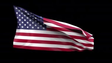 3D Amerikan bayrağı direksiz dalgalanıyor. Alfa kanalı için Luma Mtte ile izole edildi. Amerikan Bayrağı Dalgalanan Kusursuz Döngü. VFX bileşimi, haber, politika şovu, Başkanlık Günü için uygundur