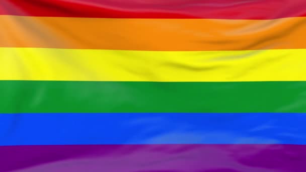 Duhová vlajka LGBT. Lesbické lgbtq vlajkové video vlnící se ve větru. Bezproblémová smyčka 3D animace. Realistické pozadí Gay Flag. Mezinárodní den proti homofobii. Pozadí s duhovými barvami — Stock video