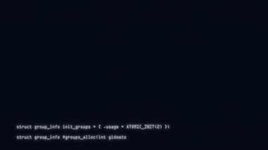 Beyaz bilgisayar kaynak kodu ekranda kayıyor. Soyut program kodları blokları. Bilgisayar ekranı terminalinde çalışan bir korsan kodu. Yazılım geliştirme ve hackleme kavramı