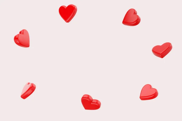 Ilustracja Latające Serca Różowym Tle Walentynkowy Wzór Szablon Ślubny Karta — Zdjęcie stockowe