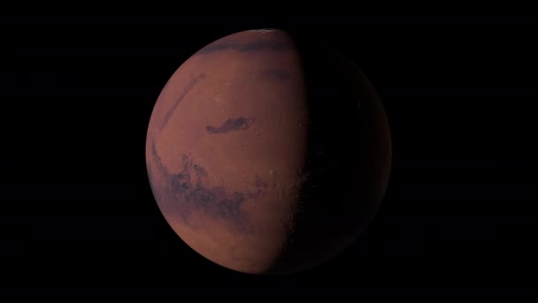 Marte Planet Girar Alrededor Del Eje Gire Planeta Marte Oscuridad — Vídeos de Stock