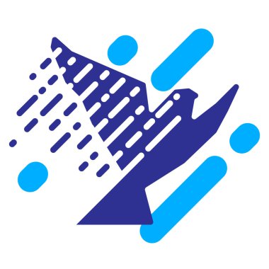 Güvercin tepeye doğru uçuyor. Şekillendirilmiş vektör çizimi. Beyaz arka planda güvercin. Vektör çizimi. Logo kavramı