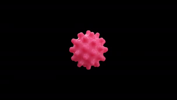Animación Bucle Virus Color Rosa Estilizado Sobre Fondo Sólido Negro — Vídeos de Stock