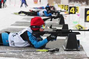 Rusya, Volgodonsk - 30 Aralık 2015 Biatlon Yarışmaları