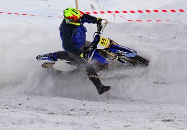 Rusya, Volgodonsk - 18 Ocak 2015 Motosiklet Ralli Kros yarış
