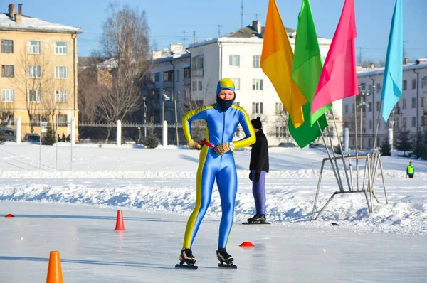 Rusya Volgodonsk Ocak 2015 Buzda Paten Sürmek Için Antrenman — Stok fotoğraf