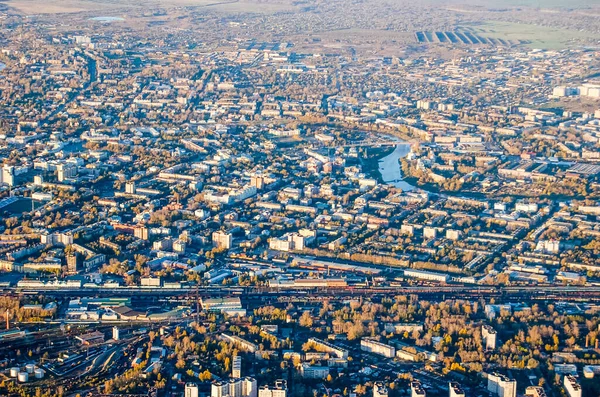 Vologda City Vogelperspectief Vliegtuigfoto Van Vologda Huizen Gebouwen Van Stad — Stockfoto