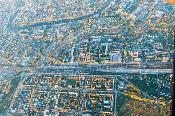 Vologda City Vogelperspectief Vliegtuigfoto Van Vologda Huizen Gebouwen Van Stad — Stockfoto