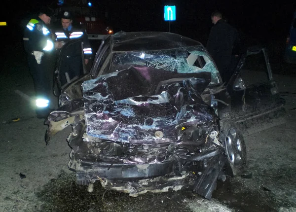 Kharkov Ukraine Juin 2010 Conséquences Accident Voiture Une Épave Voiture — Photo