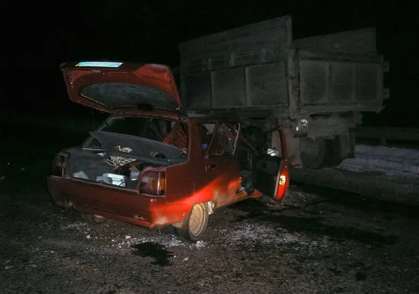 Charków Ukraina Czerwca 2009 Konsekwencje Wypadku Samochodowego Rozbity Samochód Wypadek — Zdjęcie stockowe