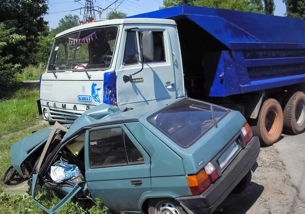 Kharkov Oekraïne Juni 2009 Gevolgen Van Een Auto Ongeluk Een — Stockfoto