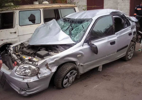 Kharkov Oekraïne Juni 2009 Gevolgen Van Een Auto Ongeluk Een — Stockfoto