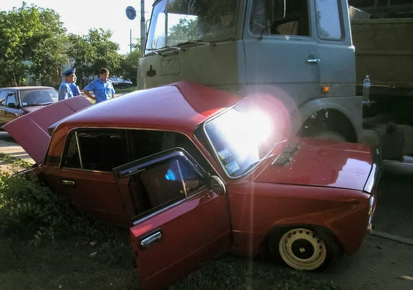 Kharkov Oekraïne Juni 2009 Gevolgen Van Een Auto Ongeluk Een — Stockfoto