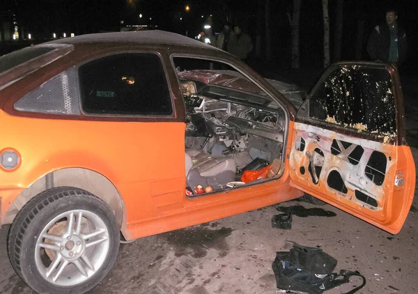 Kharkov Ucraina Giugno 2009 Conseguenze Incidente Stradale Auto Distrutta Incidente — Foto Stock