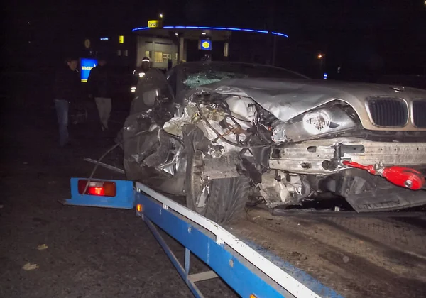 Harkov Ucraina Iunie 2009 Consecințele Unui Accident Mașină Mașină Distrusă — Fotografie, imagine de stoc