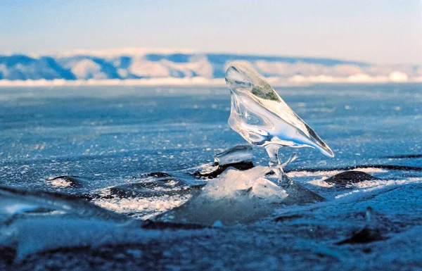 Gefrorene Eiszapfen Aus Süßwasser Des Baikalsees Winter Auf Dem Baikal — Stockfoto