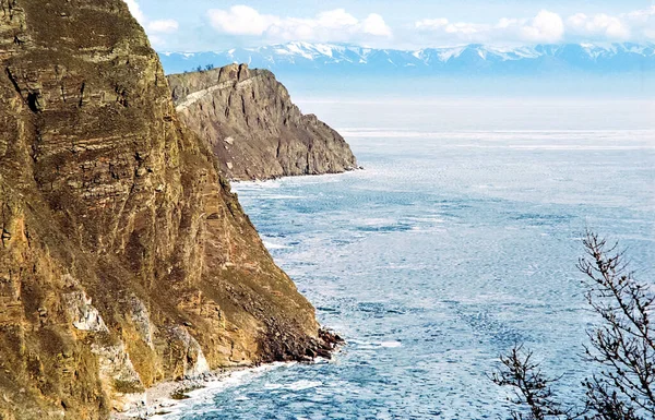 Primavera Baikal Hielo Nieve Lago Derriten Belleza Naturaleza Baikal Primavera —  Fotos de Stock