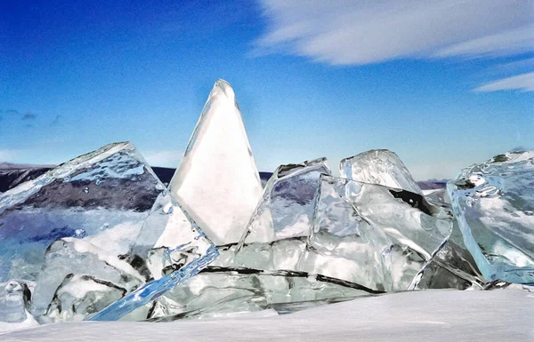 Winter Het Baikal Ijs Sneeuw Het Meer Schoonheid Van Natuur — Stockfoto