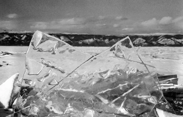 Inverno Sul Baikal Ghiaccio Neve Sul Lago Bellezza Della Natura — Foto Stock