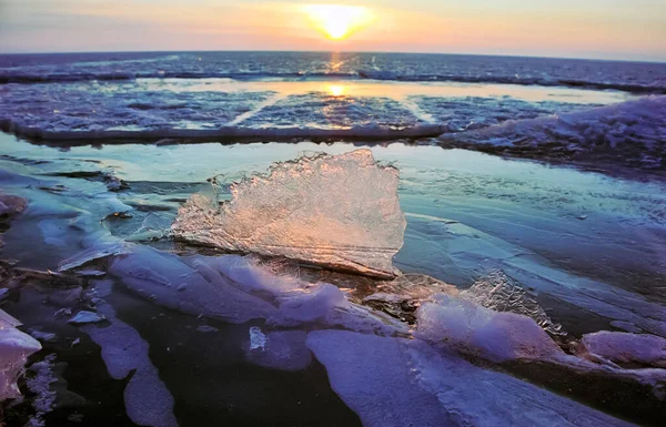 Зима Байкале Лед Снег Озере Красота Природы Байкала Зимой — стоковое фото