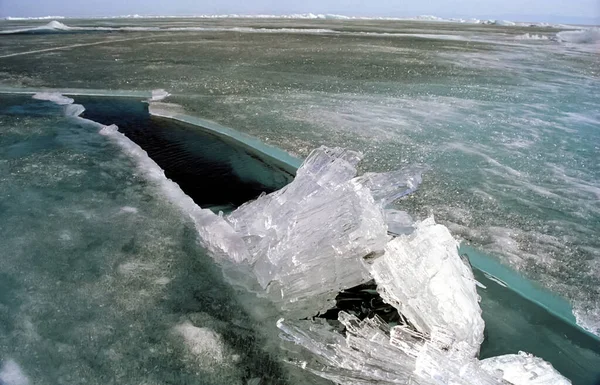 Winter Auf Dem Baikal Eis Und Schnee Auf Dem See — Stockfoto