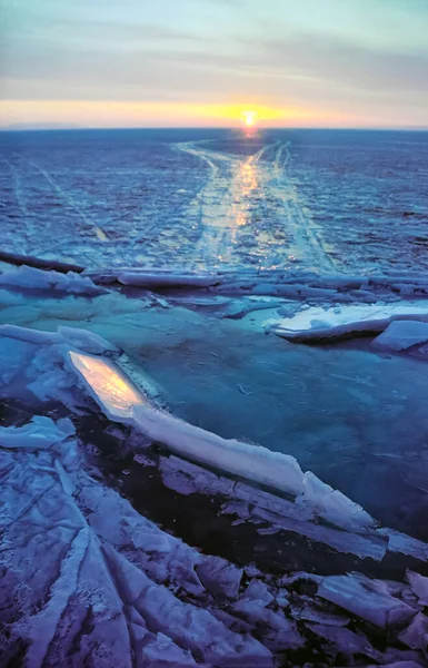 Vinter Baikal Och Snö Sjön Skönheten Naturen Baikal Vintern — Stockfoto