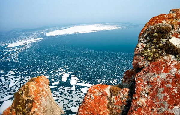 Vinter Baikal Och Snö Sjön Skönheten Naturen Baikal Vintern — Stockfoto