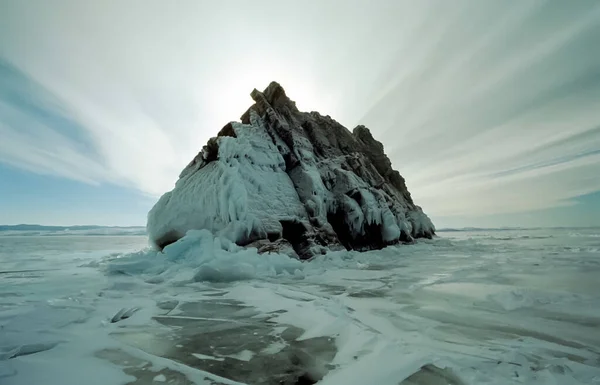 Invierno Baikal Hielo Nieve Lago Belleza Naturaleza Baikal Invierno —  Fotos de Stock