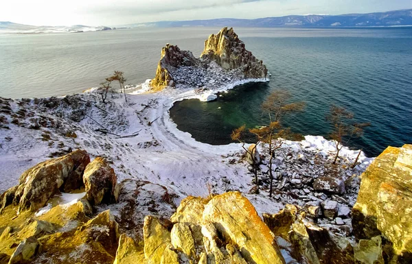 Invierno Baikal Hielo Nieve Lago Belleza Naturaleza Baikal Invierno —  Fotos de Stock